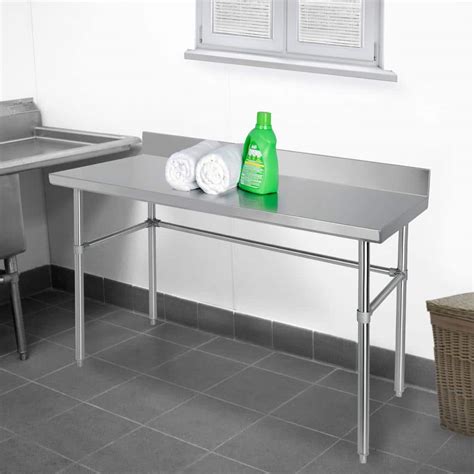 Excalibur Stainless Steel Kitchen Utility Table With Backsplash