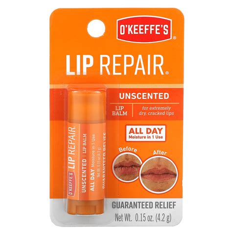 O'Keeffe's, Lip Repair, Lip Balm, Unscented, 0.15 oz (4.2 g) - iHerb