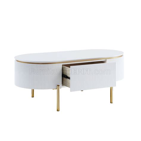 Daveigh Coffee Table 3pc Set Lv02464 In White And Gold By Acme