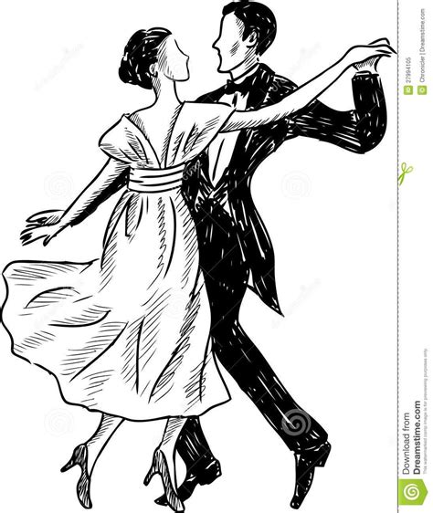 Anime Couple Dancing Drawing Outline