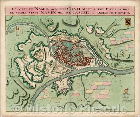 Historic Map La Ville De Namur Avec Son Chateau Et Autres