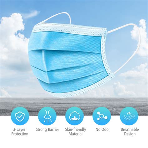 50 Pieces Thick Disposable 3 Layer Breathable Face Mask Costway