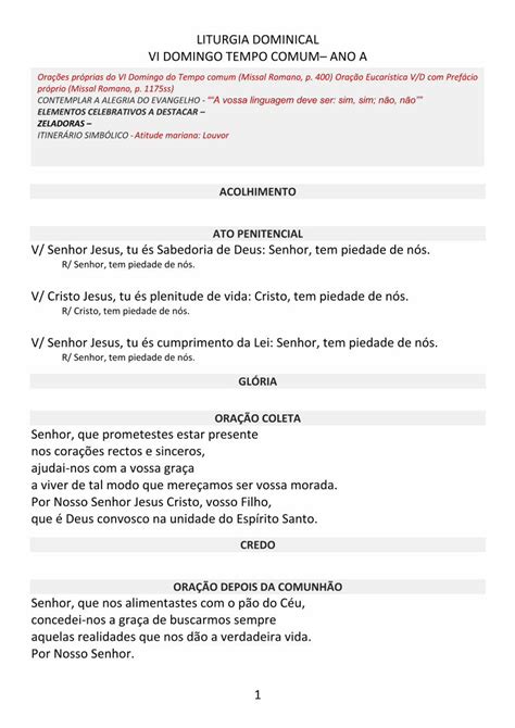 PDF GLÓRIA ORAÇÃO COLETA CREDO ORAÇÃO DEPOIS PDF filePor todos nós