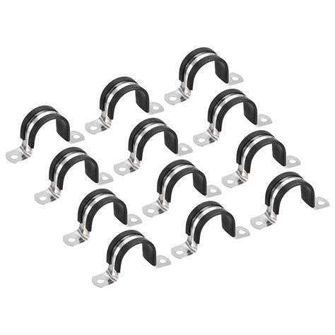 12pack 1 316 Cable Clamp U Shape Stainless Steel Rubber Cushioned Pipe Strap