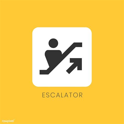 Yellow Up Escalator Icon Sign Vector Free Image By Wan