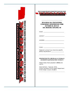 Fillable Online Neha Fall Educational Conference Registration Form