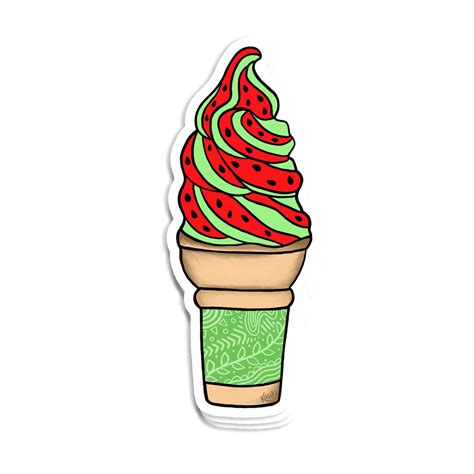 Watermelon Ice Cream Vinyl Sticker Etsy