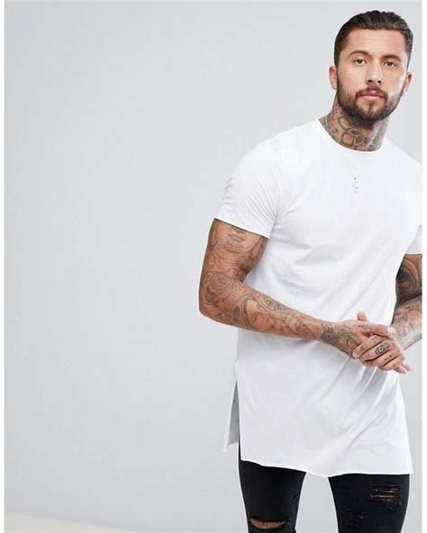 Asos Super Longline T Shirt With Extra Long Side Splits And Raw Edges