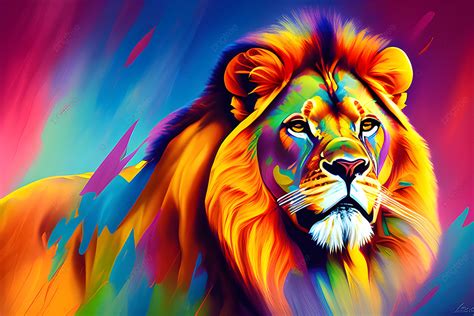 Lion Ultra Realistic Detailed Colorful Background Lion Art Lion Lion