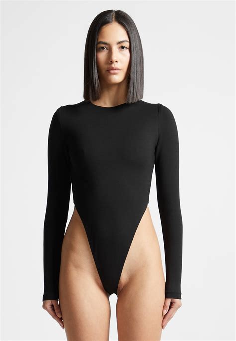 Éternelle High Leg Long Sleeve Bodysuit Black Manière De Voir Canada