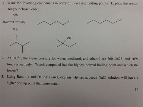 Solved Rank The Following Compounds In Order Of Increasing