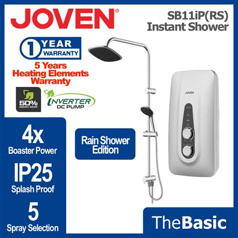 JOVEN Hot Shower Instant Water Heater With Rain Shower DC Booster