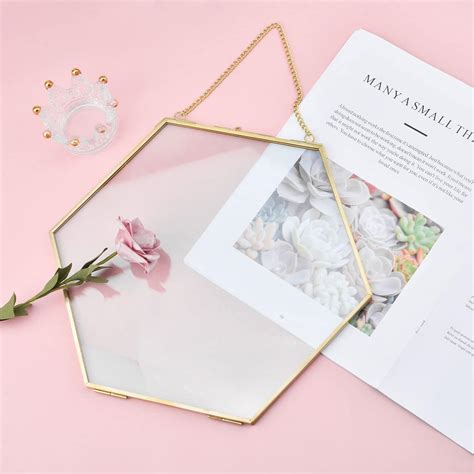 WANDIC Glass Hanging Photo Frame, Gold Double Glass | Ubuy India