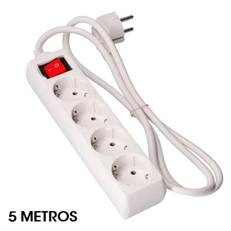 REGLETA ELÉCTRICA 4 SALIDAS SCHUKO INTERRUPTOR 5M BLANCO Conectrol