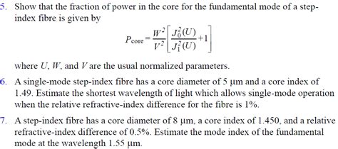 Solved 1 A Step Index Fibre In Air Has A Numerical Aperture Chegg