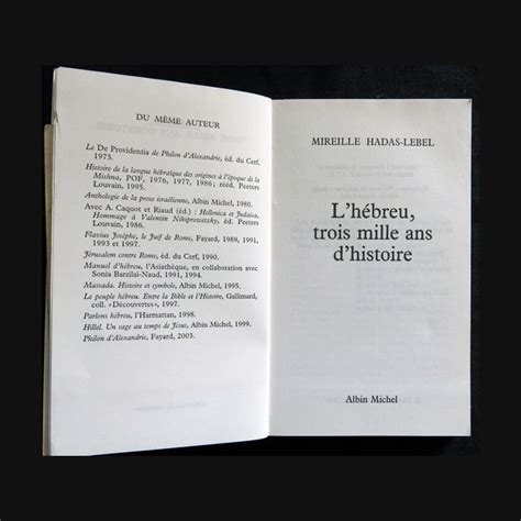 L Hebreu 3000 Ans D Histoire De Mireille Hadas Lebel Albin Michel