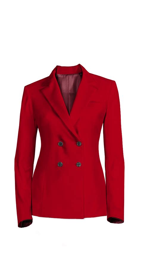 Intense Red Double Breasted Wide Lapel Year Round Blazer Sumissura