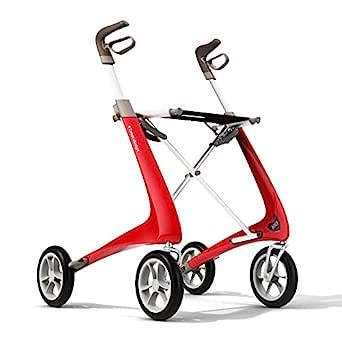 Byacre Carbon Ultralight Rollator Walker With Organizer Bag Red