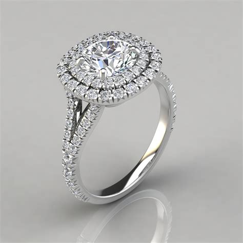 Split Shank Double Halo Engagement Ring PureGemsJewels