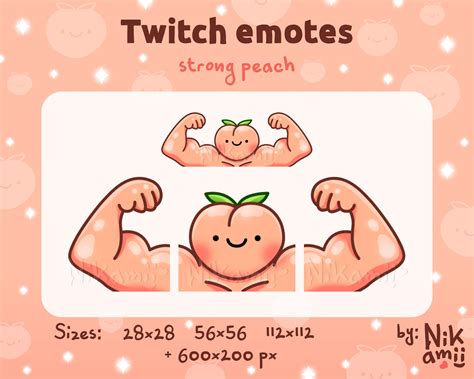 Strong Peach Emotes Funny Streamer Stream For Etsy