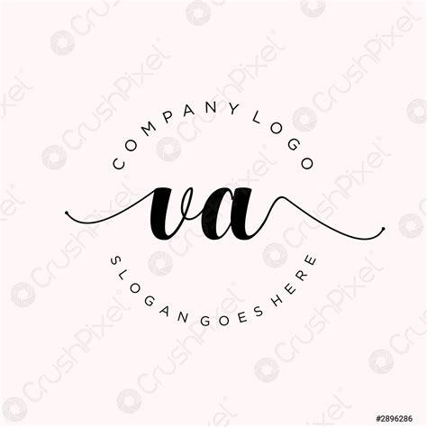 Initial Va Handwriting Logo With Circle Template Vector Stock Vector