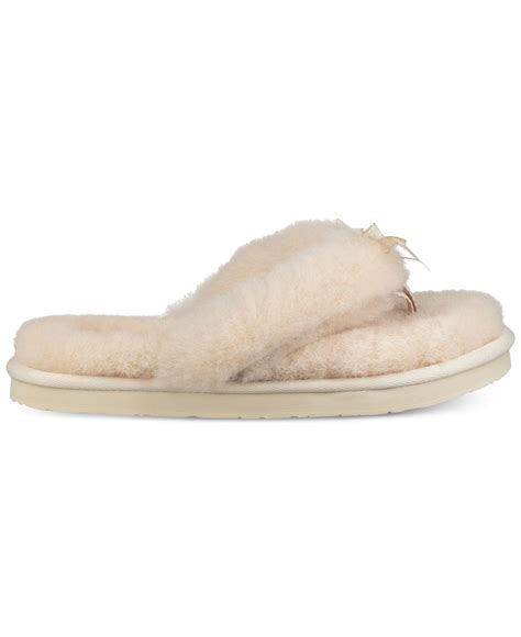 Ugg Fur Fluff Flip Flop Iii Slippers In White Natural Save 26 Lyst