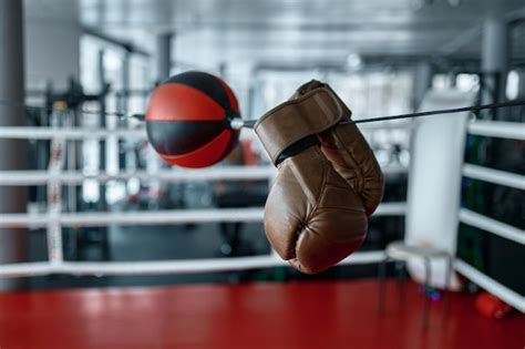 Premium Photo Boxing Gloves Hanging On Speed Punching Ball