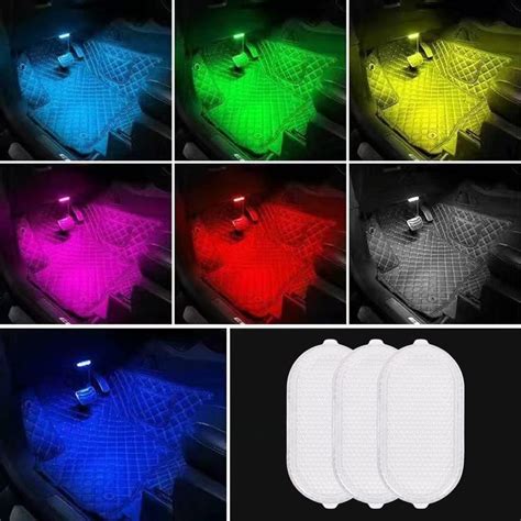 Amazon.com: 3PCS Car Led Lights Interior,2PCS 7 Colors led Lights +1PCS ...