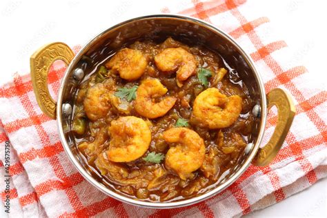 Indian Food Prawns Masala Or Shrimp Curry Also Known As Kolambi Che