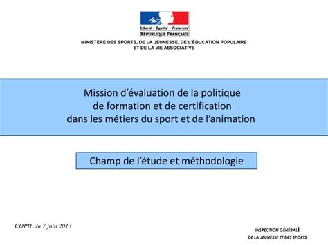 PPT MINISTÈRE DES SPORTS DE LA JEUNESSE DE LÉDUCATION POPULAIRE ET