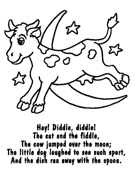 Nursery Rhymes Coloring Pages Hey Diddle Diddle 2 Nursery Rhymes