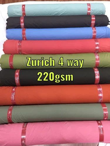 Zurich Four Way Lycra Fabric Print Solid Color Multicolor At Rs 255