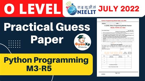 Python Programming M3 R5 Practical Guess Paper July 2022 O Level