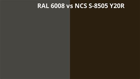 Ral 6008 Vs Ncs S 8505 Y20r Ral Colour Chart Uk