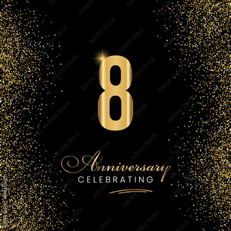 Vecteur Stock 8 Year Anniversary Celebration Vector Template Design 8 Years Golden Anniversary