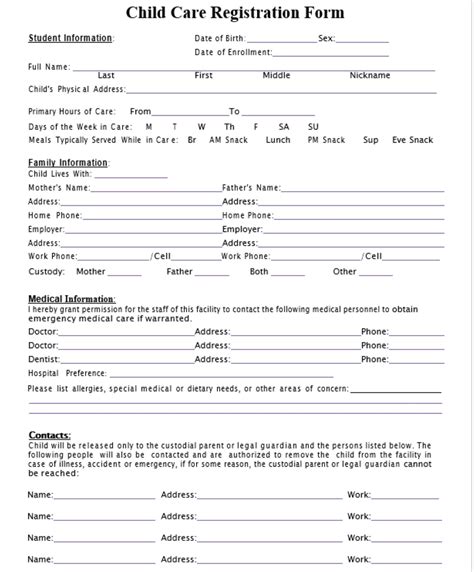 Daycare Registration Form Template Artofit