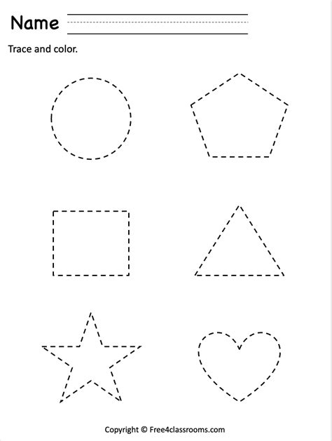 Traceable Shapes Worksheets Preschool Shapes Tracing 6 W