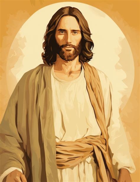 Premium AI Image Jesus Is Standing In Front Of A Yellow Background