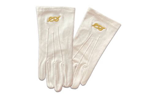 Gants Blancs Maçonniques en coton Lacs d Amour dorés B J Décors