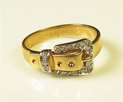 Vintage Gold and Diamond Buckle Ring - Koblenz & Co. Antique & Estate ...