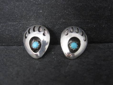 Sterling Turquoise Bear Paw Shadowbox Earrings Gem