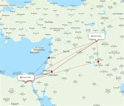 All Flight Routes From Erbil To Cairo EBL To CAI Flight Routes