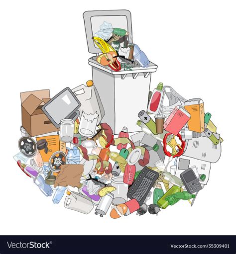 Hand Drawing Trash Can Concept Royalty Free Vector Image