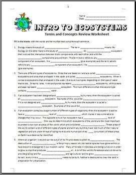 Ecosystems Review Worksheet Editable By Tangstar Science TPT