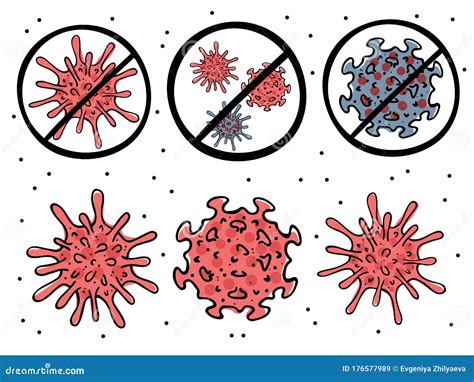 Illustration Set Of Viruses Of Different Types Crossed Viruses Stock