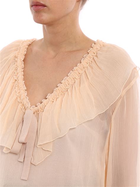 Blouses See By Chloé Silk Chiffon Flounced Blouse Chs18sht210216j334nr6j3