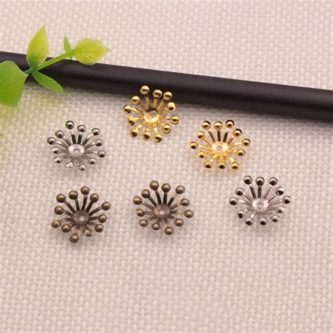 Filigree Jewelry Caps Findings Antique Gold Flower Bead Caps Pcs