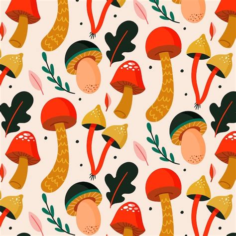 Free Vector Hand Drawn Mushroom Pattern