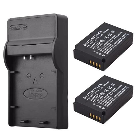 2pcs 1250mah Lp E12 Lpe12 Lp E12 Camera Batteries Charger For Canon