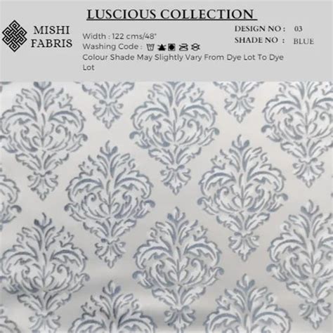 Big Flower Blue Luscious Collection Jacquard Curtain Fabric Gsm